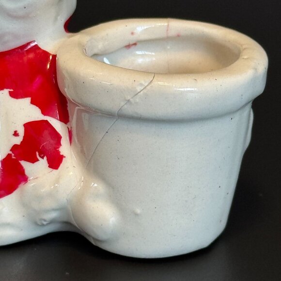 Vintage Santa Claus Ceramic Candle Holders Set Of 2 Festive Christmas Decor Red - Picture 10 of 16